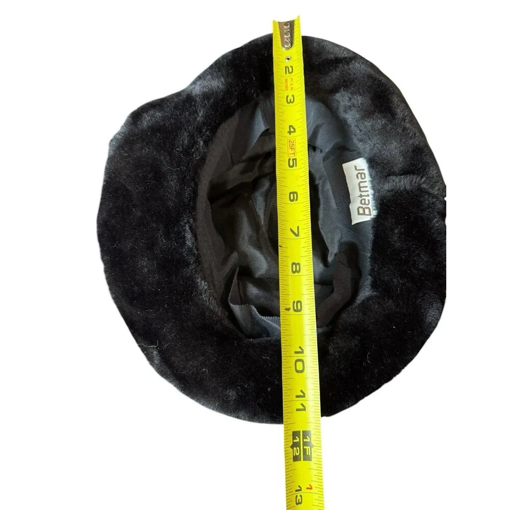 Vintage Betmar Fuzzy Black Bucket Hat New York Soft Black Evening Travel